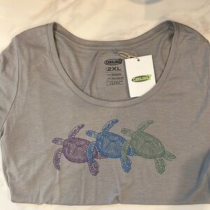 Cariloha Bamboo Crew Tee - turtle swim - Navy Heather NWT